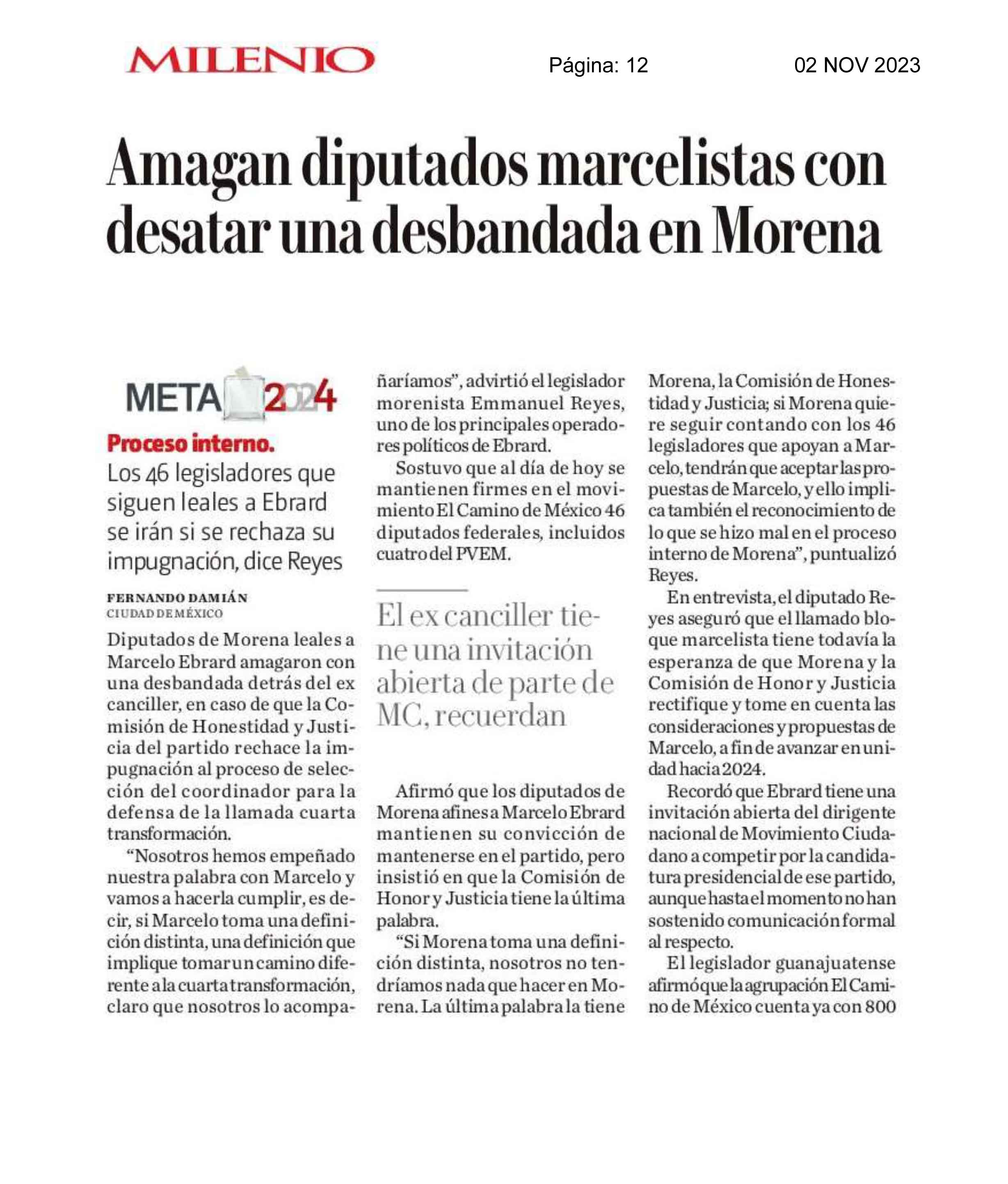 Amagan diputados marcelistas con desatar una desbandada en Morena