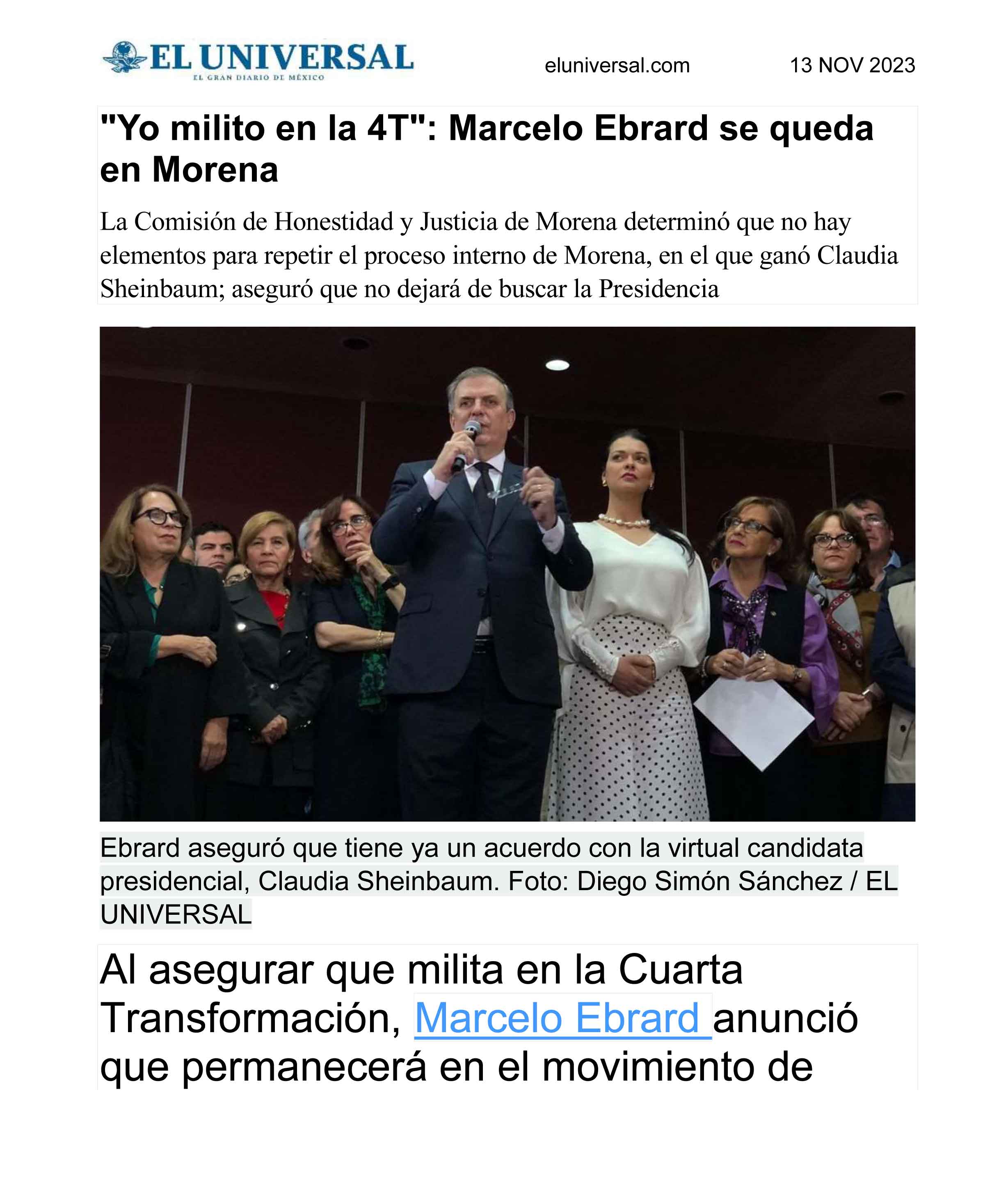'Yo milito en la 4T': Marcelo Ebrard se queda en Morena