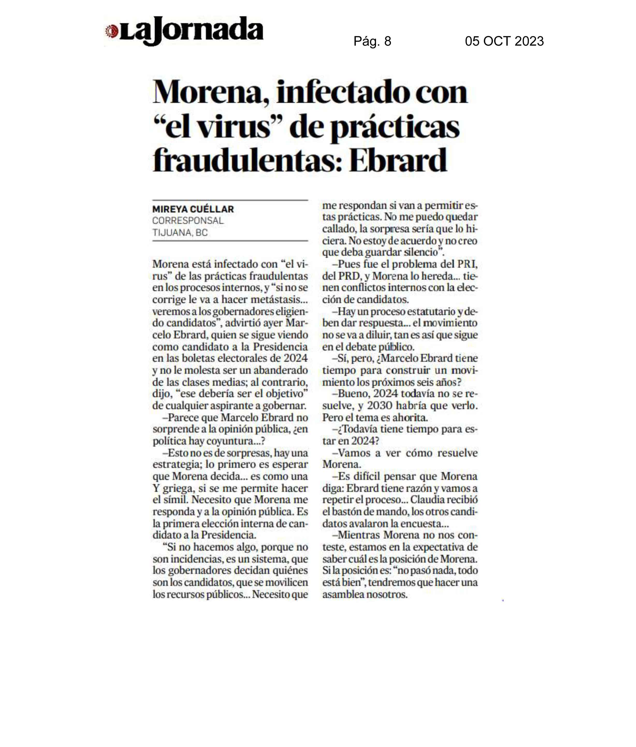 Morena, infectado con 'el virus' de practicas fraudulentas: Ebrard