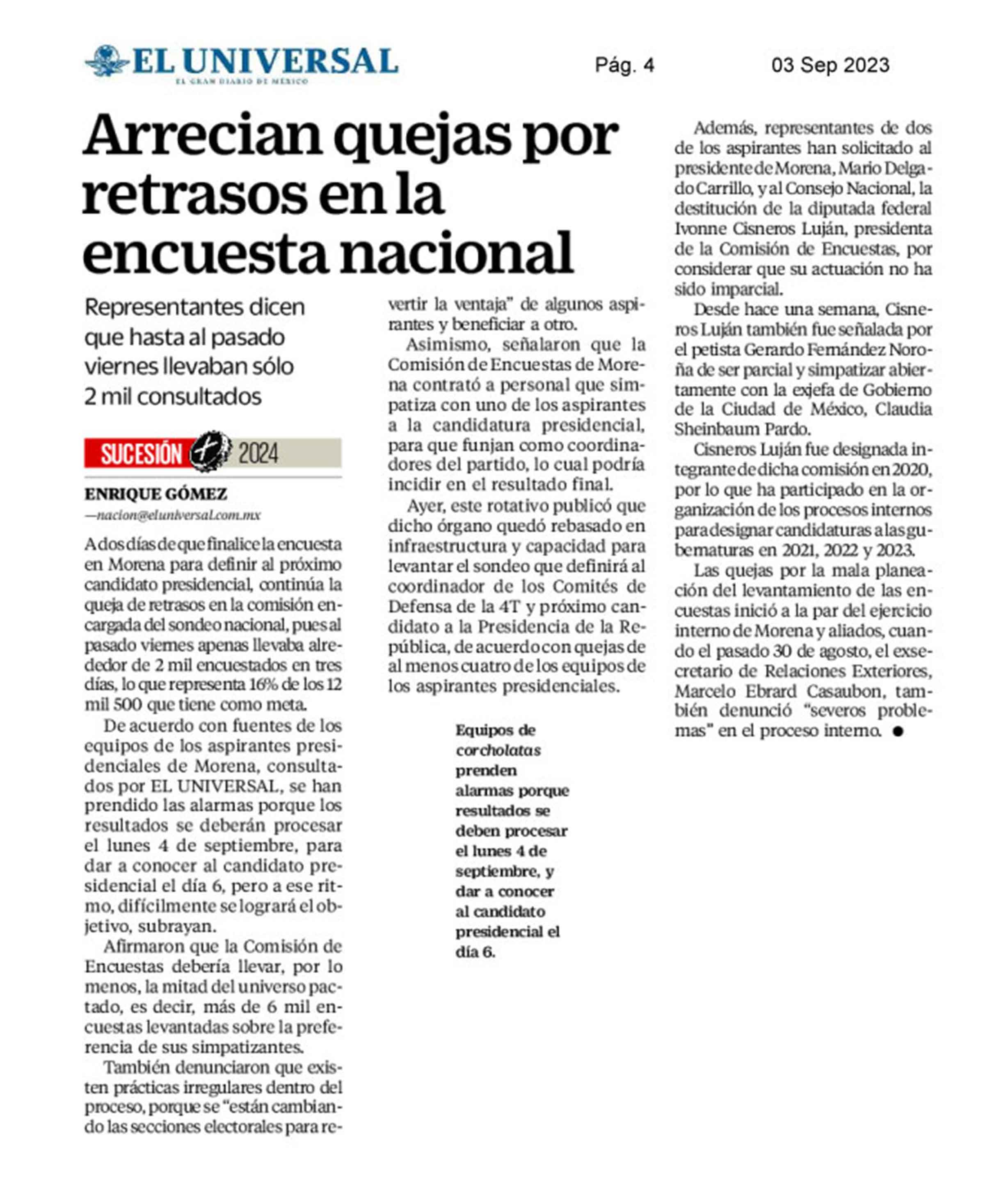 Arrecian quejas por retrasos en la encuesta nacional